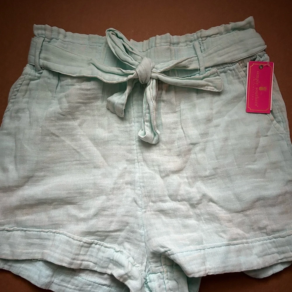 ‼️ 2 FOR $10 ‼️ Simply Southern Linen mint and pink shorts - Picture 3 of 12